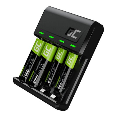 Green Cell Zestaw ładowarka  GC VitalCharger i baterie 2xAA 2000mAh 2xAAA 800mAh