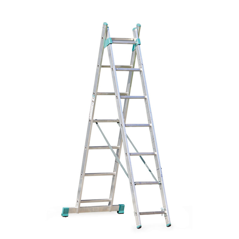 ALVE Aluminiowa dwuczęściowa drabina uniwersalna EUROSTYL przystosowana do używania na schodach, 2x7 szczebli, długość 3,14 m 558006
