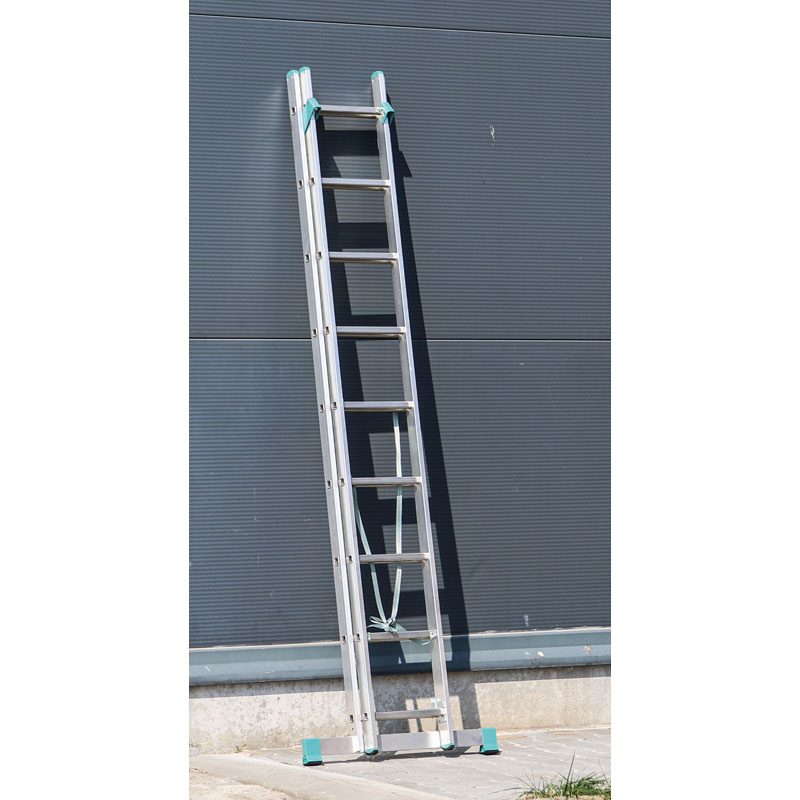 ALVE Aluminiowa dwuczęściowa drabina uniwersalna EUROSTYL przystosowana do używania na schodach, 2x9 szczebli, długość 4,28 m 558007