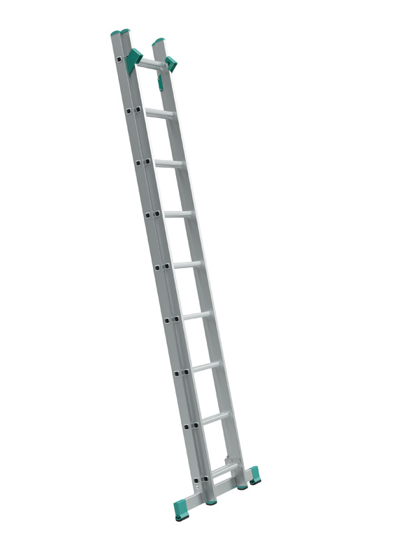 ALVE Aluminiowa dwuczęściowa drabina uniwersalna EUROSTYL przystosowana do używania na schodach, 2x11 szczebli, długość 5,13 m 558008