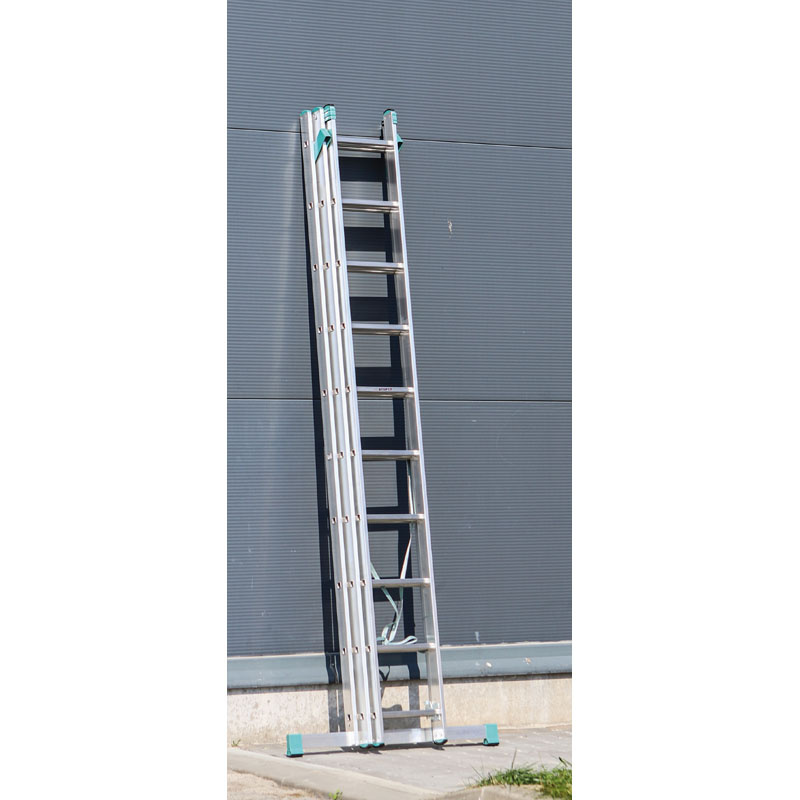 ALVE Aluminiowa trzyczęściowa drabina uniwersalna EUROSTYL przystosowana do używania na schodach, 3x10 szczebli, długość 6,26 m 558014