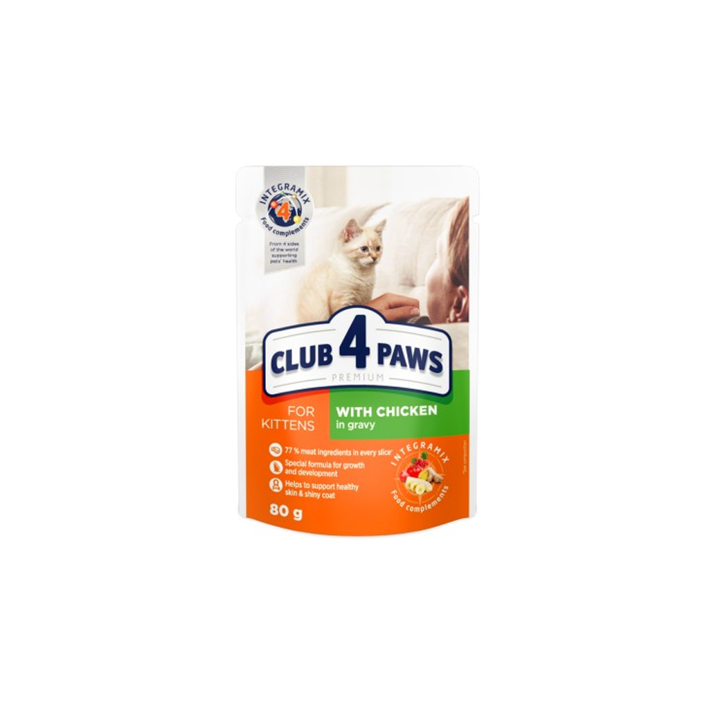 CLUB 4 PAWS FOR KITTENS WITH CHICKEN IN GRAVY - 80G