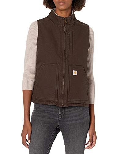 Carhartt 104224.DKB.S006 Sherpa wyściełana szyja męska kamizelka, ciemnobrązowa, rozmiar L 104224-DKB