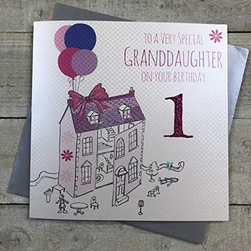 WHITE COTTON CARDS white cotton cards Dom dla lalek to A very Special Granddaughter 2,5 cm ręcznie wykonana karta urodzinowa 1 święta, XG114