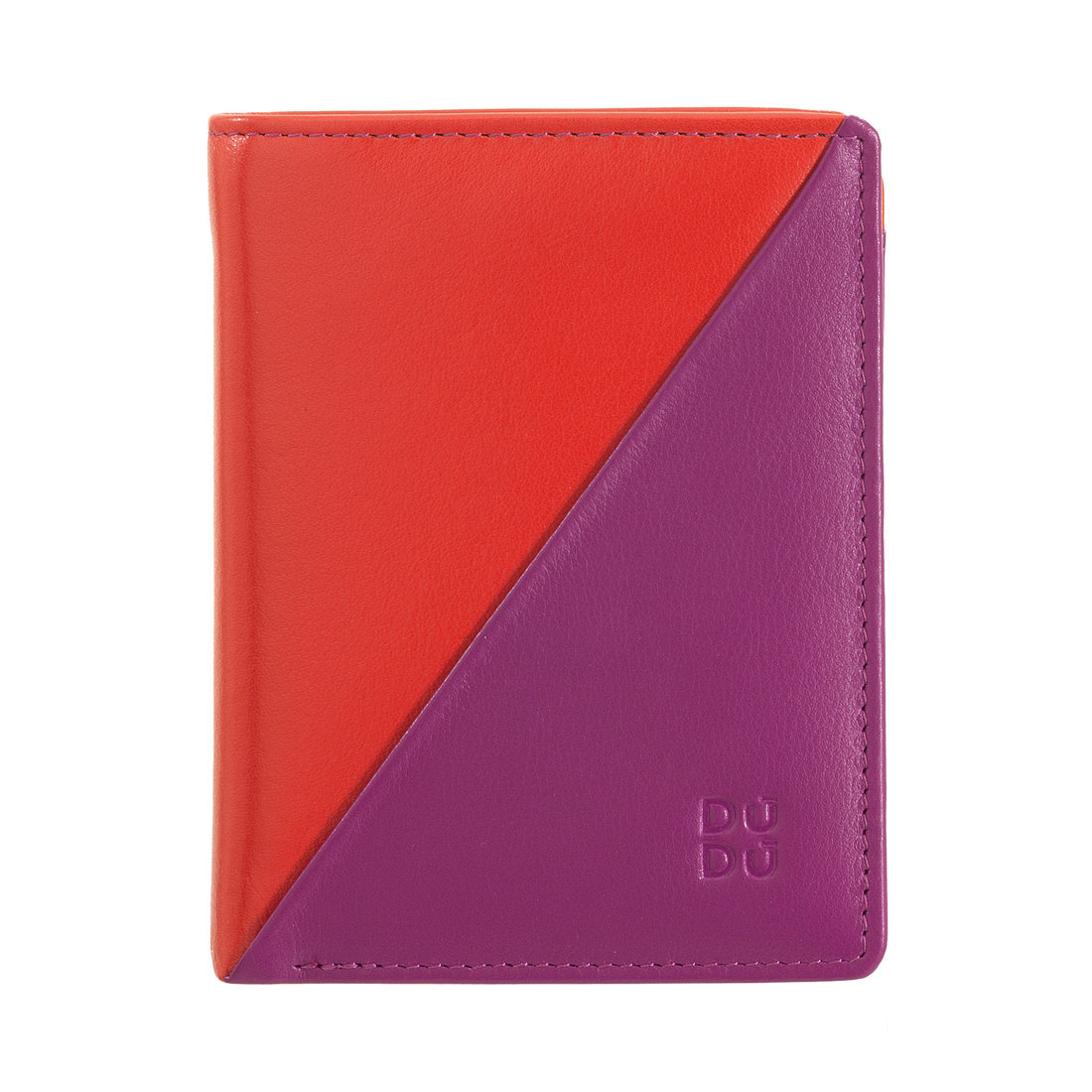 DUDU Womens Card Purse Small Wallets for Ladies in Real Genuine Leather 7 Card Slots Zipper Coin Pocket