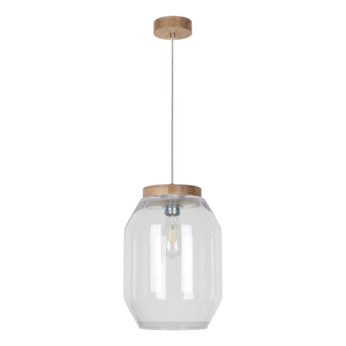 Britop Loftowa LAMPA wisząca VASO 169010174 szklana OPRAWA skandynawski ZWIS słoik przezroczysty drewno przezroczysty drewno