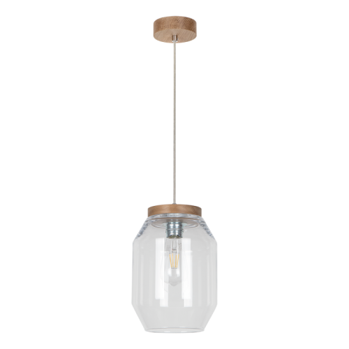 Britop Skandynawska LAMPA wisząca VASO 169110174 loftowa OPRAWA szklany słoik zwis przezroczysty drewno przezroczysty drewno