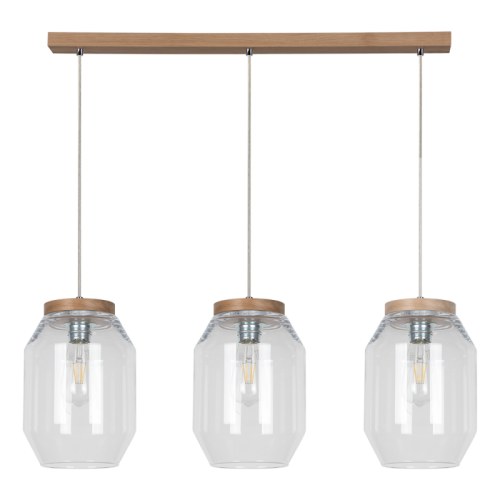 Britop LAMPA wisząca VASO 169110374 skandynawska OPRAWA szklany ZWIS słoiki przezroczyste drewno przezroczyste drewno