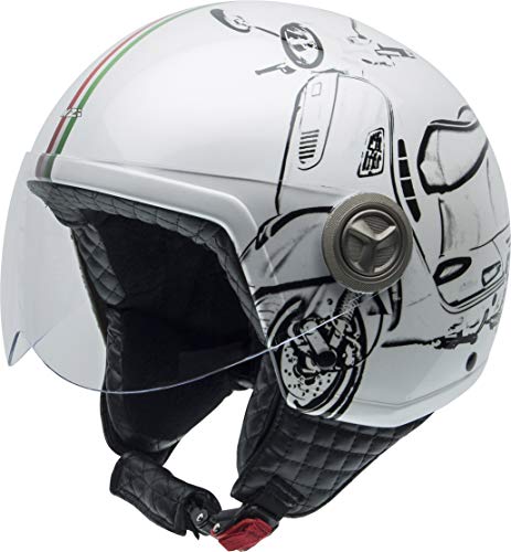 NZI Zeta Grafik kask motocyklowy otwarty twarz, błyszczący, W-Vespa Turia, rozmiar XL