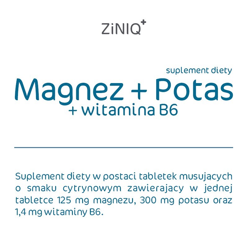 TITLIS SPÓŁKA Z OGRANICZONĄ ODPOWIEDZIALNOŚCIĄ ZINIQ Magnez + Potas + Witamina B6 20 tabletek musujących