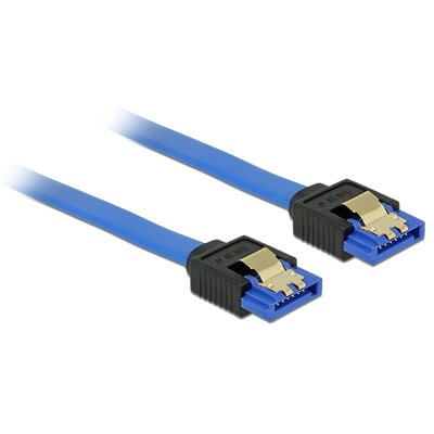 Delock Kabel SATA 6Gb/s 20cm metalowe zatrzaski niebieski 84977