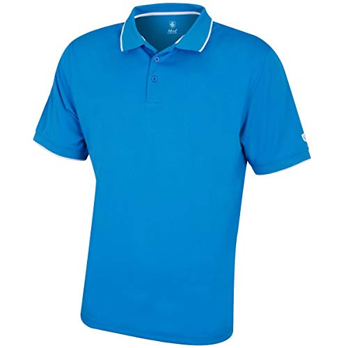 Island Green Island Green Golf IGTS1899 męskie CoolPass oddychające odprowadzające jednolity kolor kołnierz z końcówkami i rękaw golf koszulka polo sportowa top, niebo lazurowy, XS IGTS1899