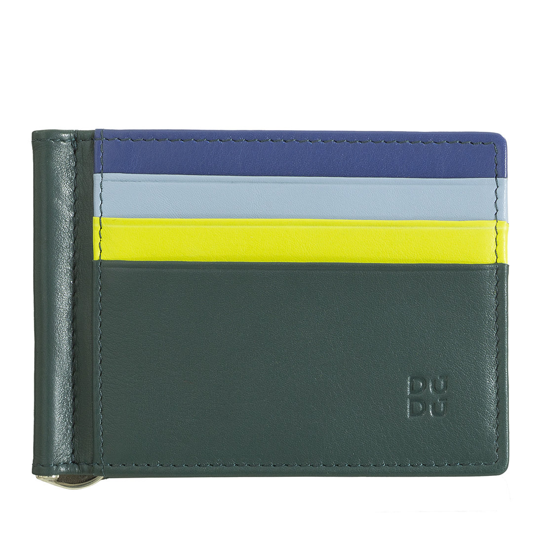 DUDU Slim Wallet with Money Clip for Men in Genuine Leather Colored with 6 Credit Card slots