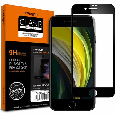 Spigen SZKŁO HARTOWANE GLASS FC NA EKRAN IPHONE 7/8/SE 2020 CZARNA RAMKA 15482