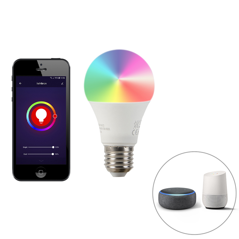 QAZQA Kinkiet zewnętrzny antracyt IP44 żarówka WiFi LED E27 A60 - Emmerald