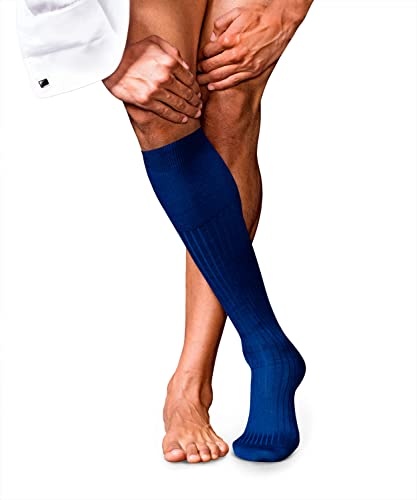 FALKE Mężczyźni Podkolanówki No. 7 M KH Najlepsza Wełna Merynosa długie jednokolorowe 1 Para, Niebieski (Royal Blue 6000), 39-40