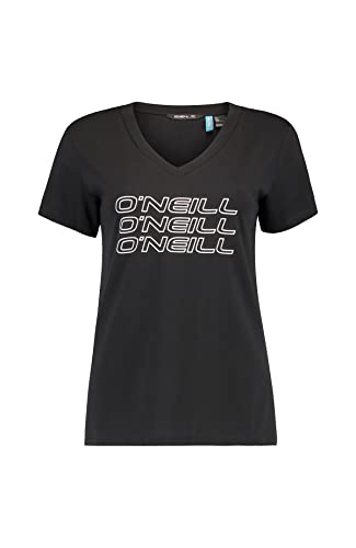 O'Neill O'Neill Damska koszulka z potrójnym stosem z dekoltem w szpic, czarna, S N07364