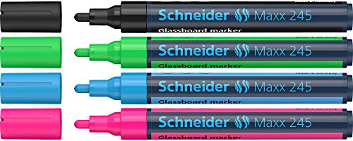 SCHNEIDER Marker Do Szklanych Tablic Maxx 245 C 2.3mm 4szt Mix Kolorów 105L764