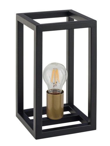 Sigma czarna lampka stołowa metalowa klatka VIGO 50247 czarno-złota lampa na stolik nocny 50247