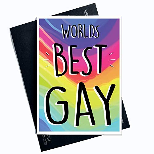 Peachy Antics Śmieszne kartki okolicznościowe gejowska karta gej prezent 'World's Best Gay Best Friend' karty urodziny Boże Narodzenie walentynki rocznica nowość żart PC363 WSD_PC363