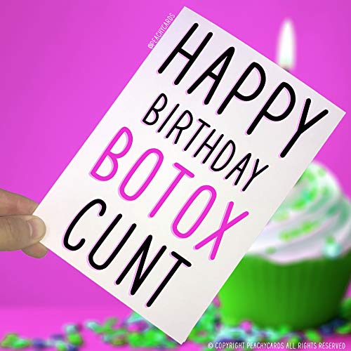 Peachy Antics Kartki urodzinowe, Happy Birthday Botox C, zabawna kartka, kartka z nowością, kartka z życzeniami, obraźliwa kartka urodzinowa, humor dla dorosłych, niegrzeczna kartka, PC22 WSD_PC22