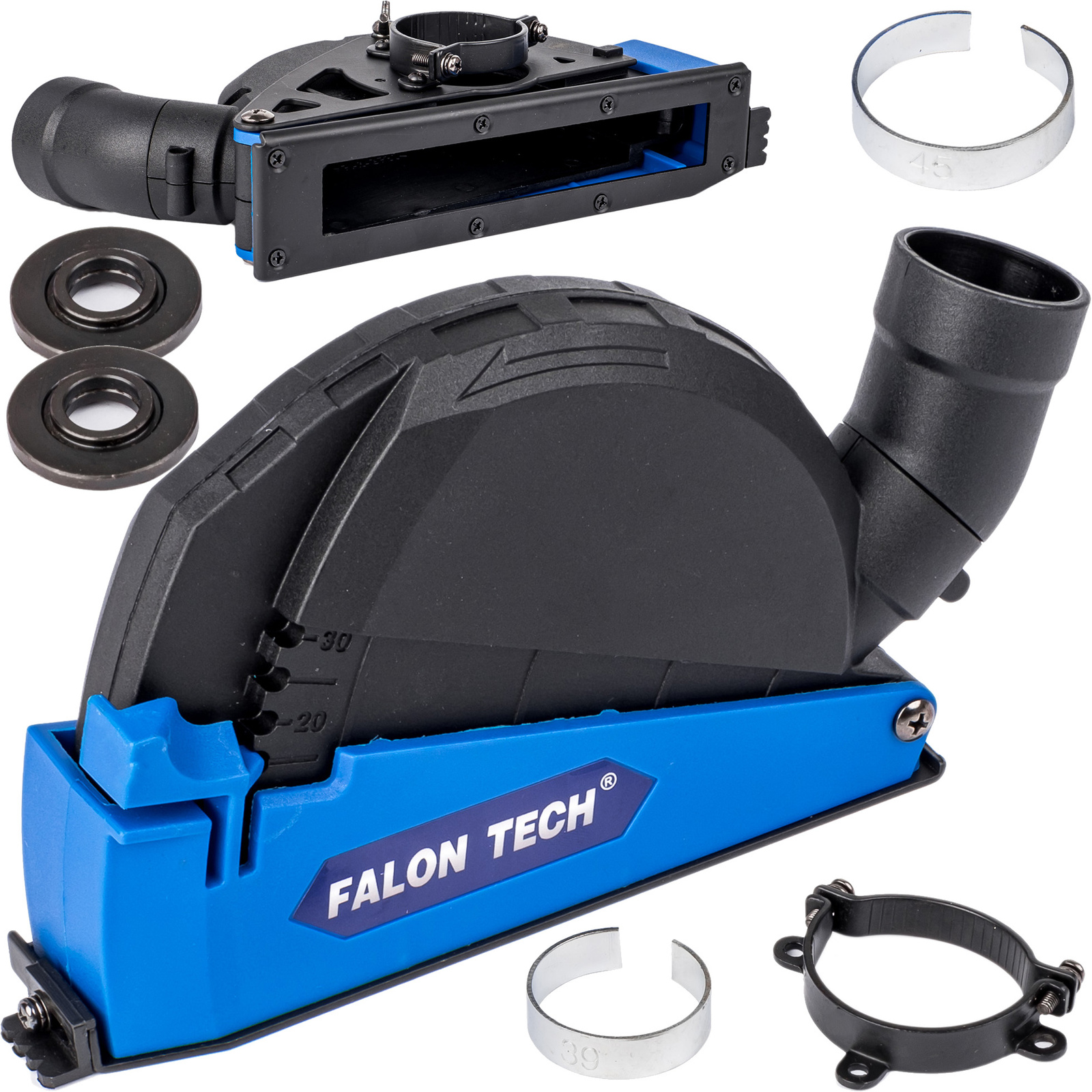 Osłona przeciwpyłowa odsysająca do szlifierki 115 i 125 mm + adaptery FALON-TECH