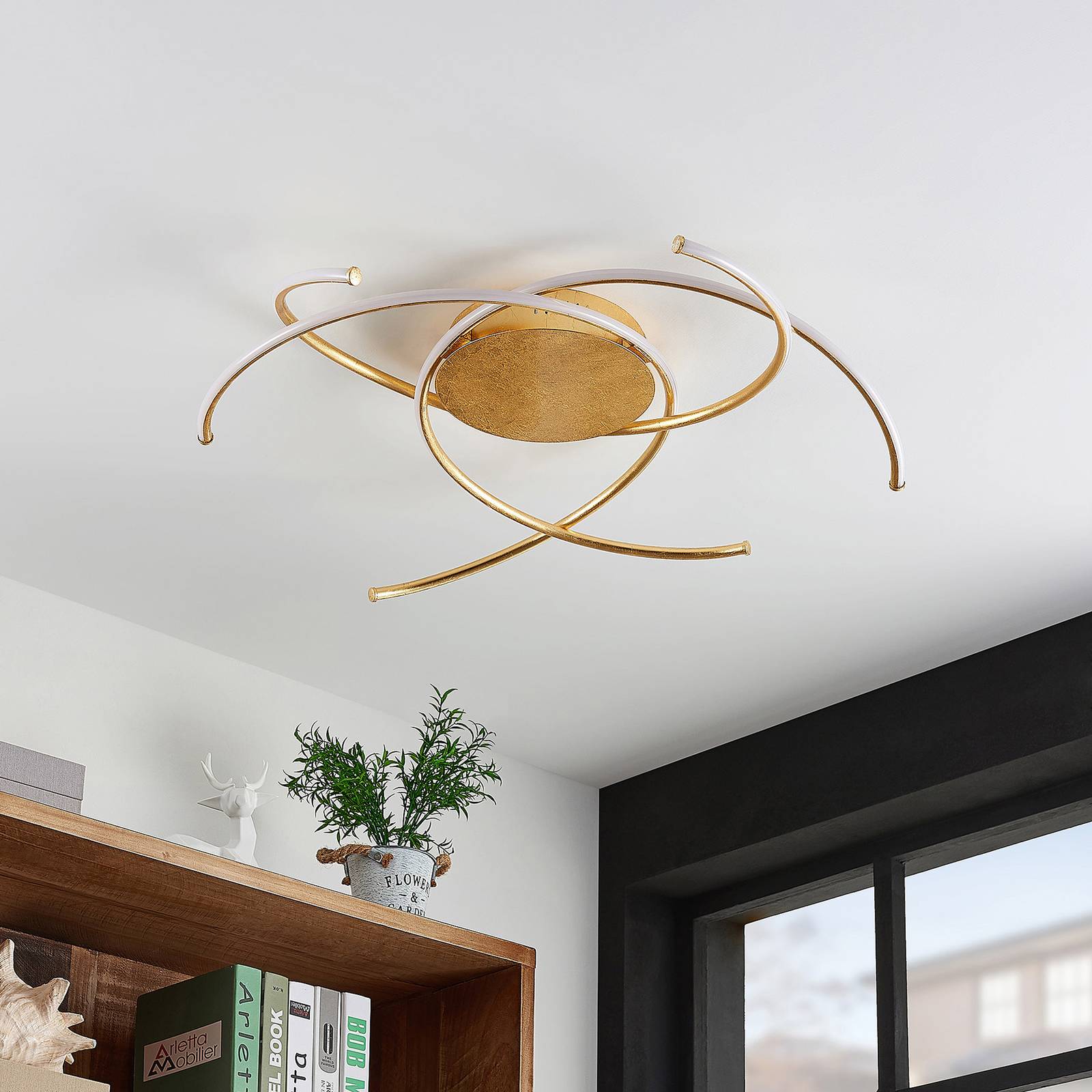 Lindby Yareli lampa sufitowa LED, złota