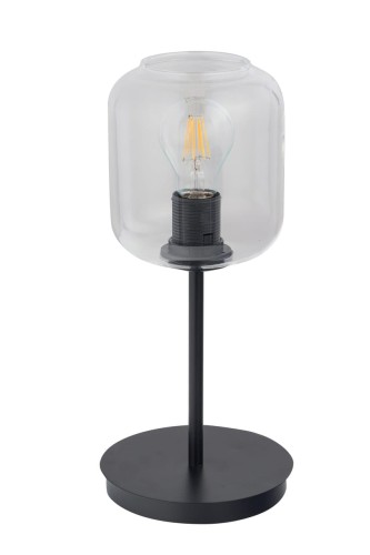 Sigma czarna lampa stołowa w stylu loft SHINE 50258 lampka nocna z przezroczystym kloszem do sypialni 50258
