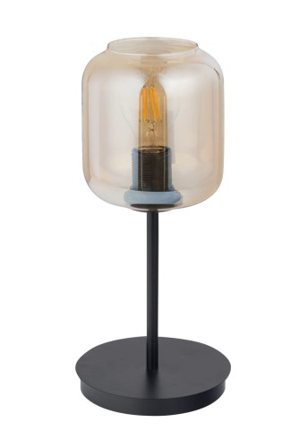 Sigma czarna lampa stołowa w stylu loft SHINE 50257 lampka nocna z bursztynowym kloszem do sypialni 50257
