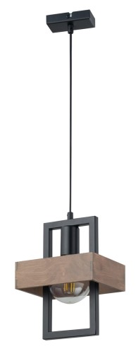 Sigma czarna lampa wisząca z drewnianym kloszem ROBIN 1 32215 lampa sufitowa pojedyncza do przedpokoju