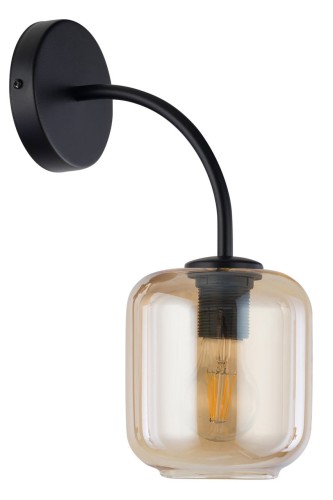 Sigma Kinkiet LAMPA ścienna SHINE 32246 loftowa OPRAWA szklana na wysięgniku bursztynowa czarna 32246