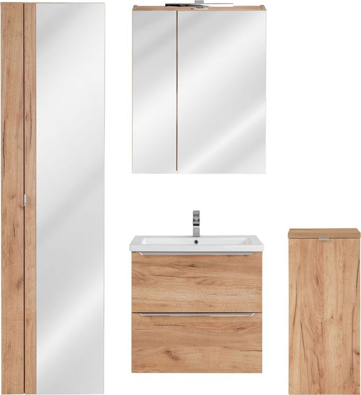 Elior Komplet podwieszanych szafek łazienkowych - Malta 3Q Dąb 60 cm