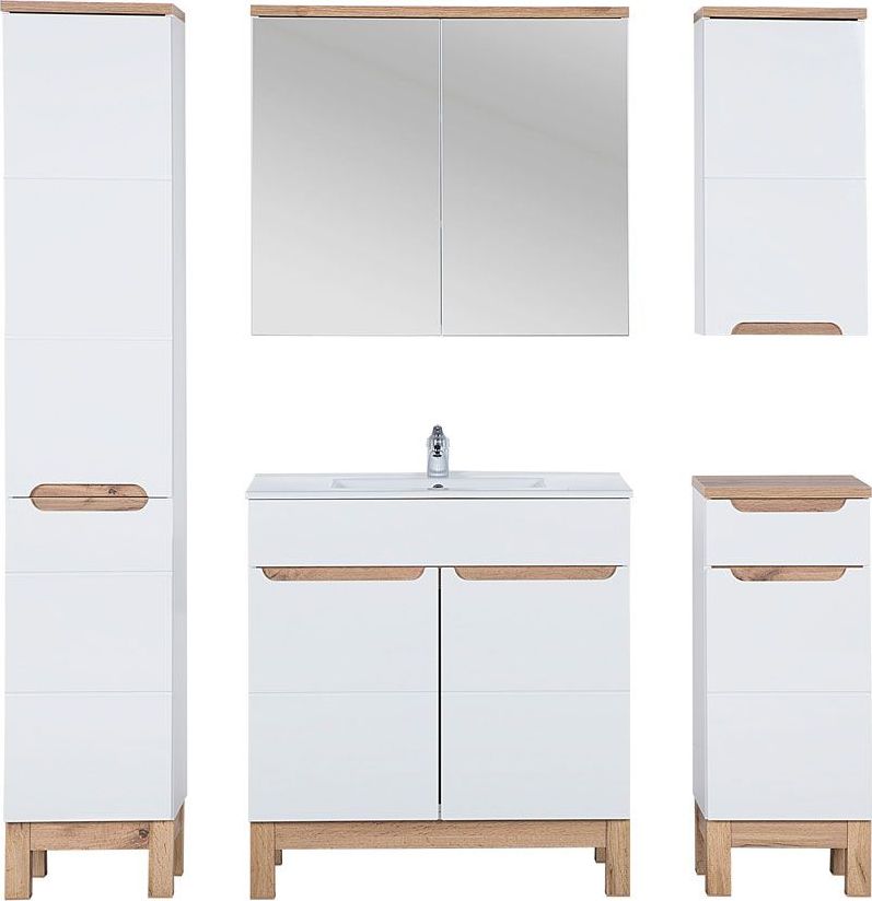 Elior Zestaw mebli łazienkowych z koszem Marsylia 3Q 80 cm - Biały połysk