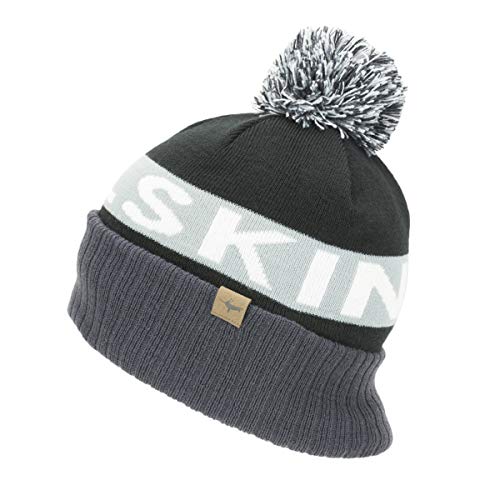 SealSkinz SEALSKINZ Unisex wodoodporny kapelusz Bobble na zimną pogodę, czarny/szary/biały, L/XL 13100030090135-901-L/XL