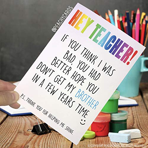 Peachy Antics Śmieszne karty dla nauczyciela, karta dla nauczyciela, karta dla nauczyciela, karta z podziękowaniami, kartka z podziękowaniami, podziękowaniami za pomaganie mi świecić, karta humoru, Laughs PC206 WSD_PC206