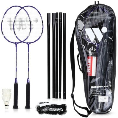 WISH ALUMTEC 4466 FIOLETOWY ZESTAW DO BADMINTONA 2 SZT + LOTKI 3 SZT+SIATKA+LINIE WISH