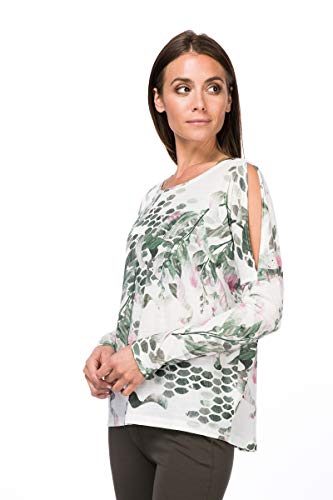 super.natural damska koszulka z długim rękawem, z wełny merynosów, W Jonser LS Print, rozmiar: S, kolor: biały/beżowy SNW013437