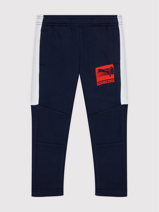 Spodnie i spodenki dla chłopców - Puma Spodnie dresowe Fl 584868 Granatowy Regular Fit - grafika 1