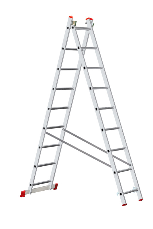 B2B Partner Dwuczęściowa drabina aluminiowa HOBBY, 2x9 szczebli , 3,94 m VEN.2009