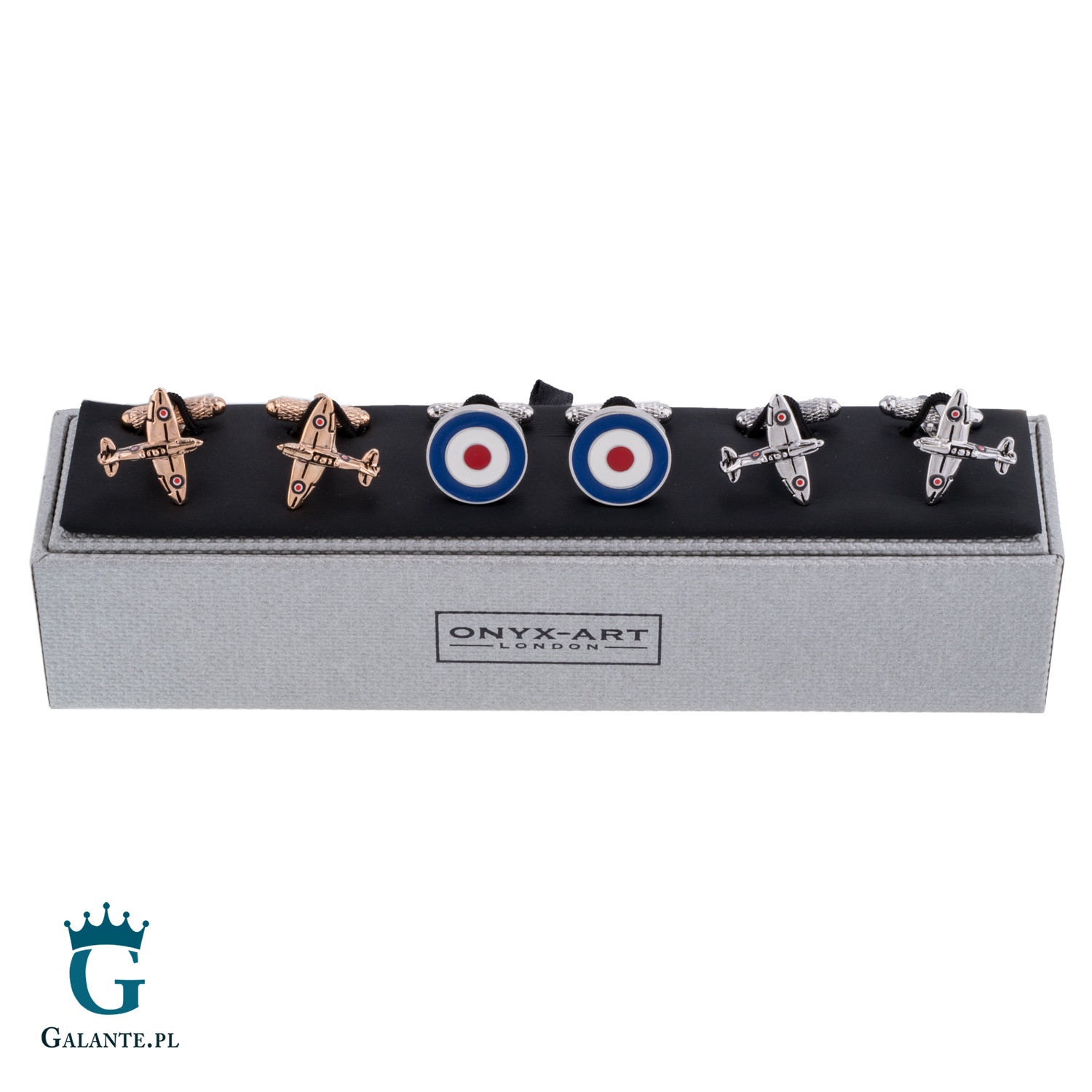 Onyx-Art Zestaw spinek do mankietów na prezent dla pilota CKS039/267