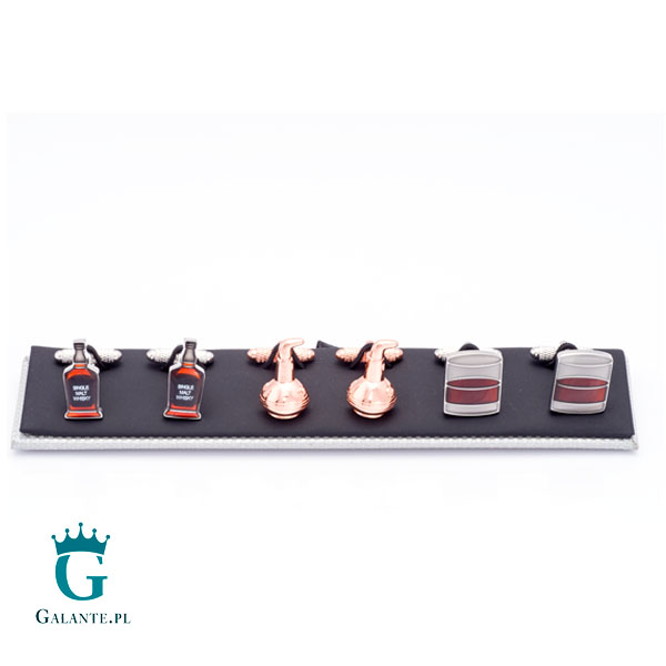 Onyx-Art Zestaw spinek do mankietów na prezent dla barmana lub konesera whisky CKS037/348