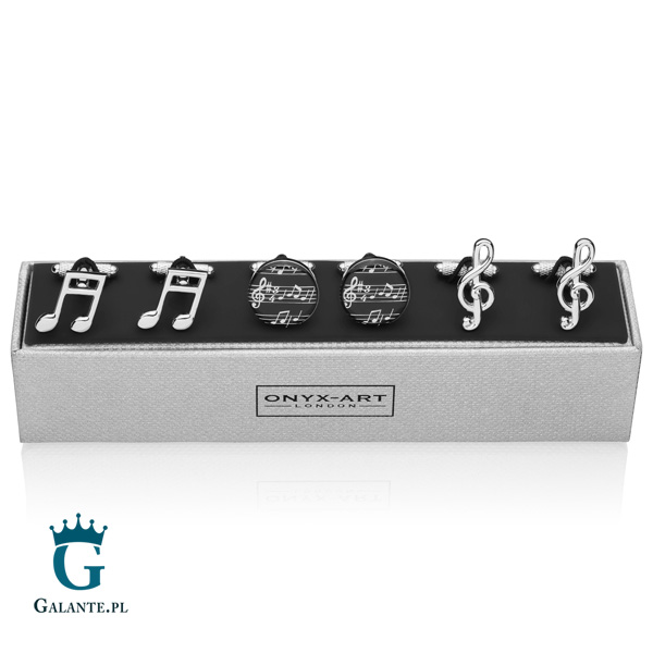 Onyx-Art Zestaw spinek do mankietów na prezent dla muzyka CKS020/349