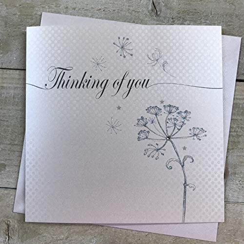 WHITE COTTON CARDS WHITE COTTON CARDS Myślenie o Tobie, ręcznie wykonana kartka z życzeniami - kod LL101 mniszek lekarski LL101