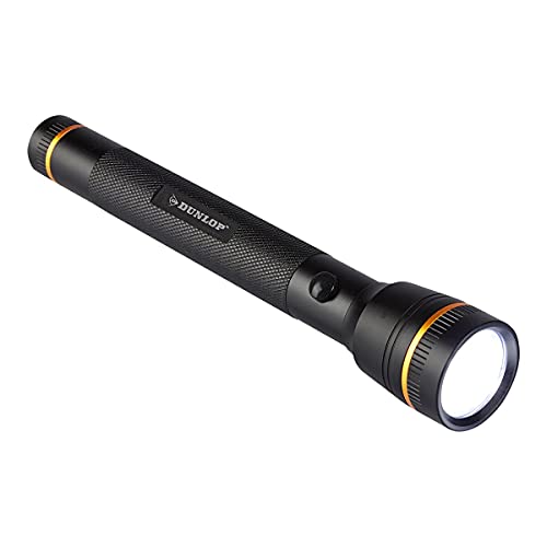Dunlop Latarka Taktyczna Aluminiowa 300 Lumenów 4 Tryby Świecenia 5W Żebrowana Rękojeść Czarna