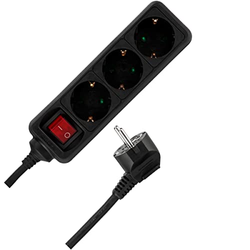REV Socket line 3-fold 1,4 m black with switch 512371555
