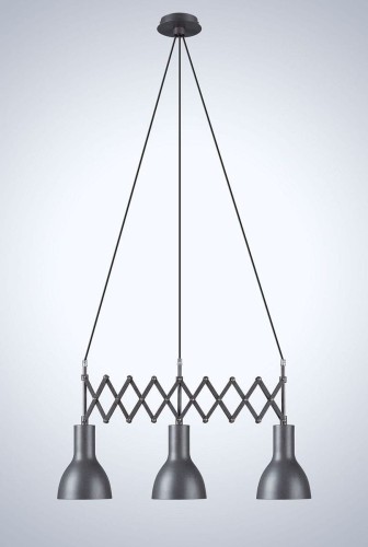 Auhilon LAMPA wisząca TESLA P2438-3L metalowa OPRAWA zwis na harmonijce szary P2438-3L