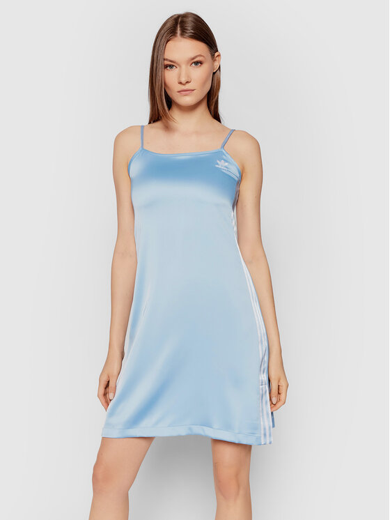 Sukienki - Adidas Sukienka letnia adicolor Classics Satin H37804 Niebieski Regular Fit - grafika 1