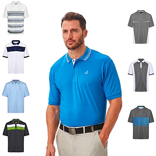 Under Par Under Par Męska koszulka polo Golf Pro wysokiej jakości oddychająca odprowadzająca wilgoć w 8 stylach 18 kolorów golfowa koszulka polo Styl 1874 - morski niebieski/biały XL UPTS1874_MBWHT_XL