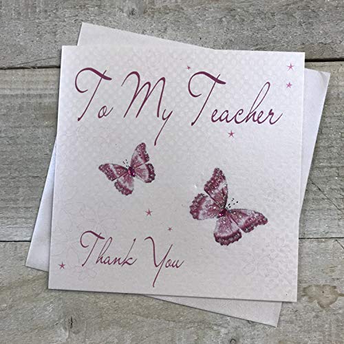 White Cotton Cards 'To My Teacher Thank You' motyle, kartka, WB180