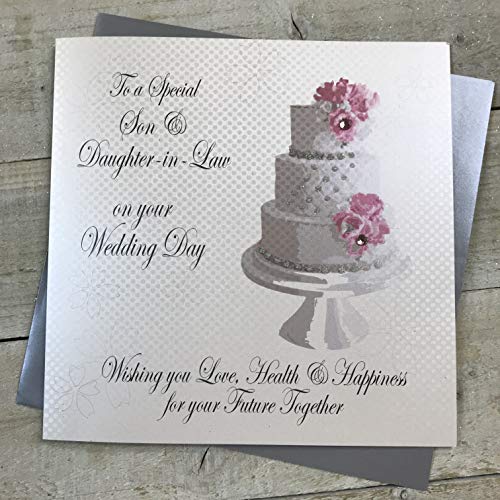 białe bawełniane kartki 'Large to a Special Son and Daughter-in-law' 'Wishing You Love', zdrowie i szczęście' ręcznie wykonana kartka, XMPD6